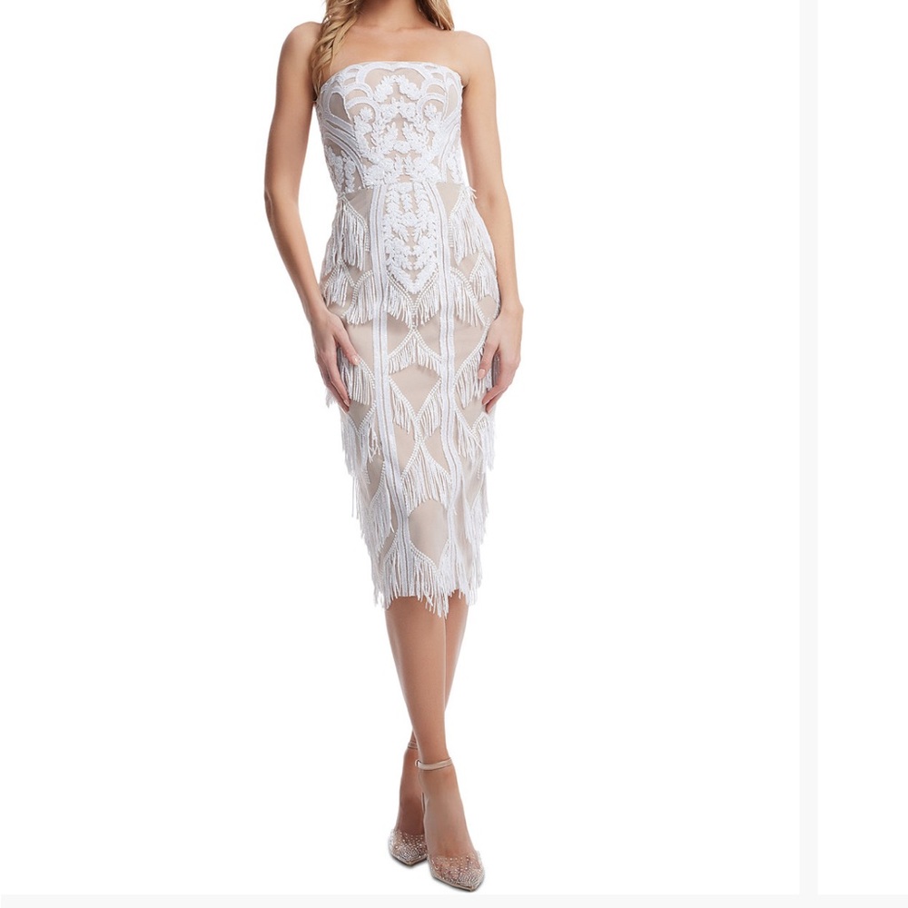 Dress the Population Strapless White and Nude Dress